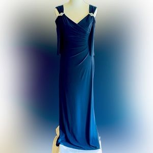 R&M Richard’s royal blue cold shoulder gown with zippered back size 4